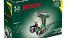 BOSCH ACCUSCHROEFBOOR PSR 14.4 IN KOFFER, GELEVERD MET 2 NICD ACCU\'S + 1 DUBBELE SCHROEFBIT + 39 ACCESSOIRES